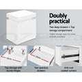Artiss Bedside Table 2 Drawers Lift-up Storage White