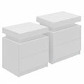 Artiss Bedside Table 2 Drawers Lift-up Storage White