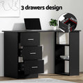Artiss Computer Desk 120CM Black Drawer Shelf Cabinet