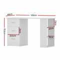 Artiss Computer Desk 120cm White with Drawer Shelf Cabinet