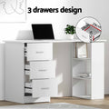 Artiss Computer Desk 120cm White with Drawer Shelf Cabinet