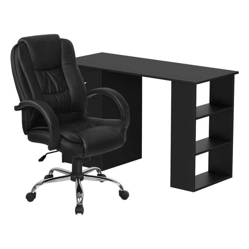 Artiss Computer Desk 120cm Executive Office Chair Set Black