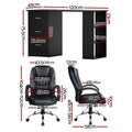 Artiss Computer Desk 120cm Executive Office Chair Set Black