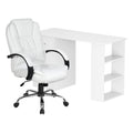 Artiss Computer Desk 120cm Office Chair Set PU Leather White