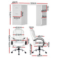 Artiss Computer Desk 120cm Office Chair Set PU Leather White