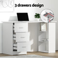 Artiss Computer Desk 120cm Office Chair Set PU Leather White