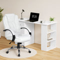 Artiss Computer Desk 120cm Office Chair Set PU Leather White