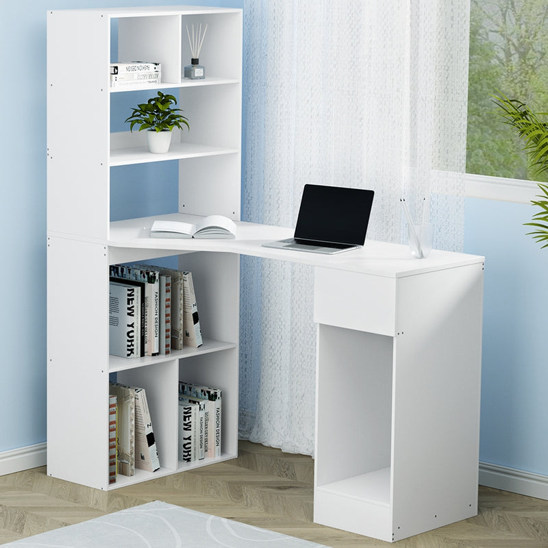 Artiss Computer Desk Bookshelf Cabinet 120cm White Drawers