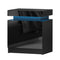 Artiss Bedside Table LED 2 Drawer Black Lift-up Storage