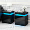Artiss Bedside Table LED 2 Drawer Black Lift-up Storage