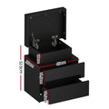 Artiss Bedside Table LED 2 Drawer Black Lift-up Storage