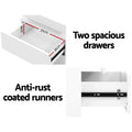Artiss 2X Bedside Table LED 2 Drawers White Storage