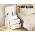 Artiss 2X Bedside Table LED 2 Drawers White Storage