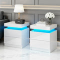 Artiss 2X Bedside Table LED 2 Drawers White Storage