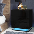 Artiss Bedside Table 3 Drawers LED Black