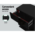 Artiss Bedside Table 3 Drawers LED Black