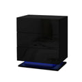 Artiss Bedside Table LED 3 Drawers Black