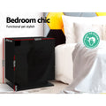 Artiss Bedside Table LED 3 Drawers Black