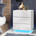 Artiss Bedside Table LED Light 3 Drawers White