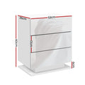 Artiss Bedside Table LED Light 3 Drawers White