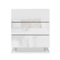 Artiss Bedside Table LED Light 3 Drawers White