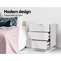 Artiss Bedside Table LED Light 3 Drawers White