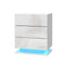 Artiss Bedside Table LED Light 3 Drawers White