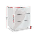 Artiss Bedside Table LED 3 Drawer White Mori