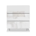 Artiss Bedside Table LED 3 Drawer White Mori
