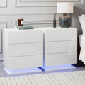 Artiss Bedside Table LED 3 Drawer White Mori