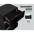 Artiss Bedside Table LED 3 Drawers Black LUMI