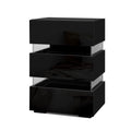 Artiss LED Bedside Table 3 Drawer Black 2 Pack