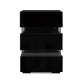 Artiss LED Bedside Table 3 Drawer Black 2 Pack