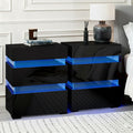 Artiss LED Bedside Table 3 Drawer Black 2 Pack