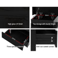 Artiss Bedside Table 3 Drawer LED Black
