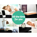 Artiss Bedside Table 3 Drawer LED Black