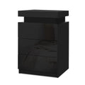 Artiss Bedside Table 3 Drawer LED Black