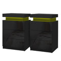 Artiss LED Bedside Table 3 Drawers Black