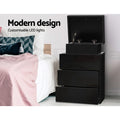 Artiss LED Bedside Table 3 Drawers Black