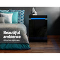 Artiss LED Bedside Table 3 Drawers Black