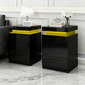 Artiss LED Bedside Table 3 Drawers Black