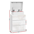 Artiss Bedside Table LED 3 Drawers White