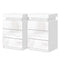 Artiss Bedside Table LED 3 Drawer White Modern