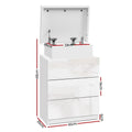Artiss Bedside Table LED 3 Drawer White Modern