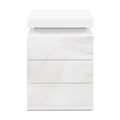 Artiss Bedside Table LED 3 Drawer White Modern
