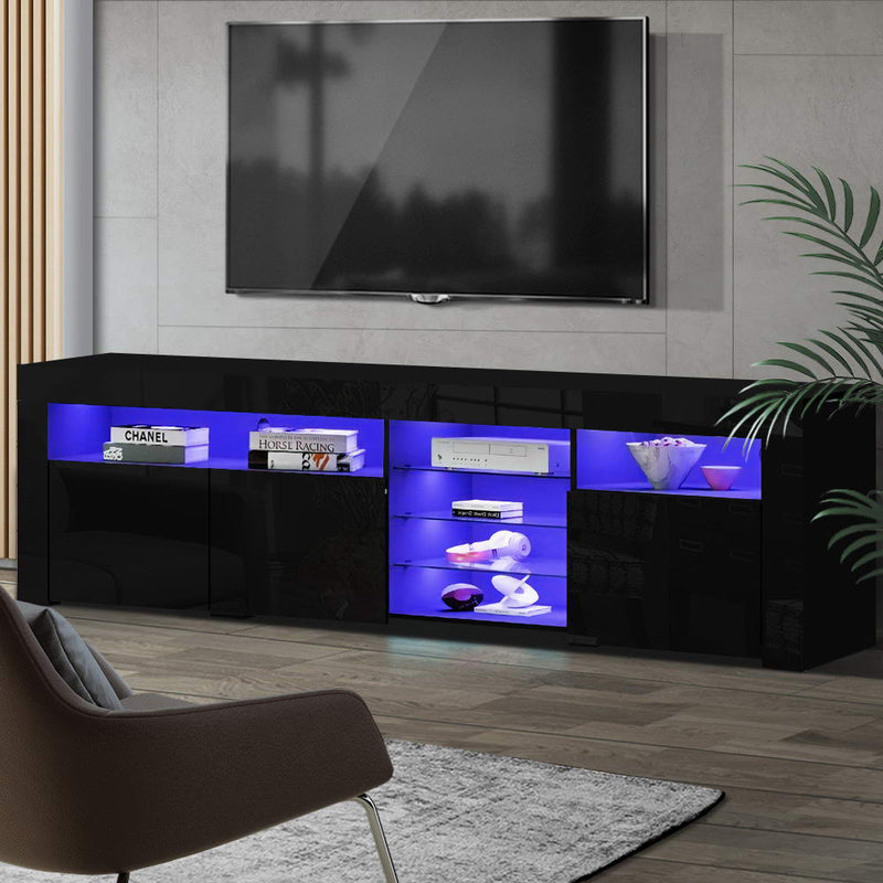 Artiss TV Cabinet 180cm Black LED Entertainment Unit