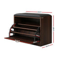 Artiss Shoe Rack Cabinet Bench 15 Pairs Walnut Kyla