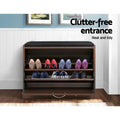 Artiss Shoe Rack Cabinet Bench 15 Pairs Walnut Kyla