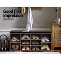 Artiss Shoe Rack Cabinet Bench 10 Cubes Walnut