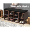 Artiss Shoe Rack Cabinet Bench 10 Cubes Walnut